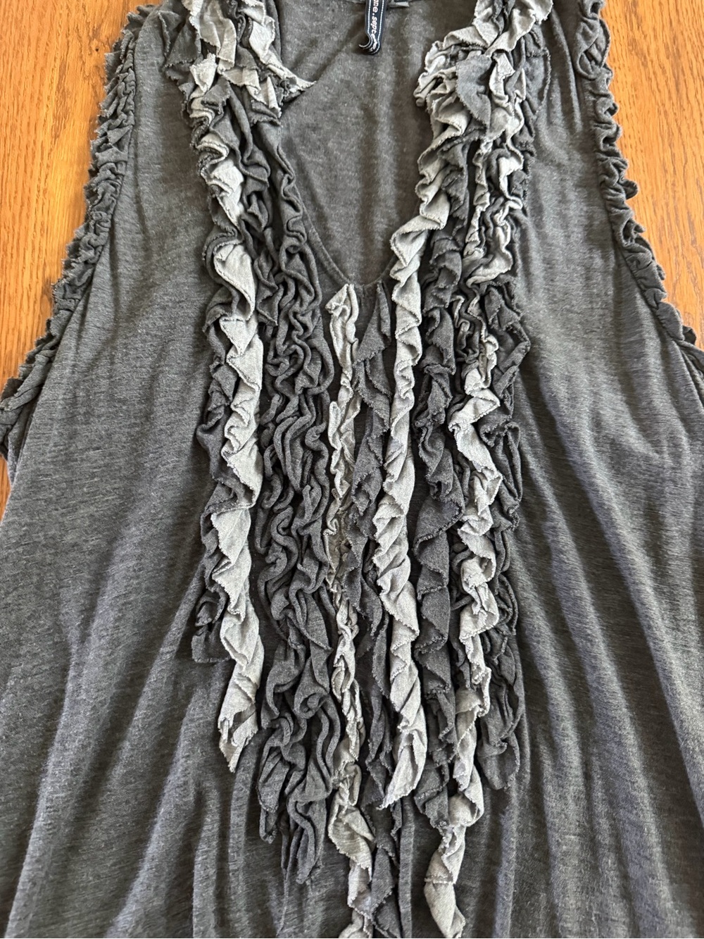 One September Gray Ruffle Tank - Picture 2 of 4
